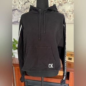 Calvin Klein Black Cropped Women's Hoodie Sweatshirt - Size Small